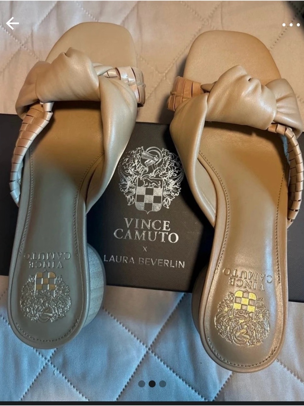 Vince Camuto Women's Beige Knot-Front Slide Mules
